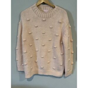 Pink‎ Lily Soft Pink Sweater Size M Knit Scalloped
